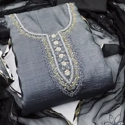 KALINI Embellished Pure Silk Unstitched Dress Material-picture-37