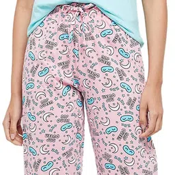 max Women Nylon Printed Round Neck Capris Set T-Shirt with Capris image 1