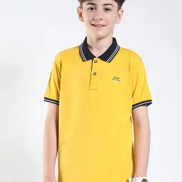 Monte Carlo Boys Solid Polo Collar Pure Cotton T-shirt-image-18