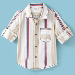 INFINITY Full Sleeves Striped Shirt - Brown-picture-33