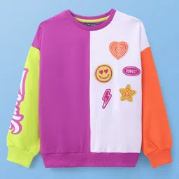 Pine Kids Cotton Knit Full Sleeves Drop Shoulder Sweatshirt with Cut & Sew Design & Patch Detailing - Multicolour-picture-37