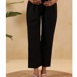 Ikk Kudi by Seerat Cotton Woven Solid High Waist Maternity Pant - Black-picture-22