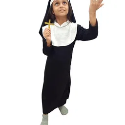 BookMyCostume Halloween Theme Full Sleeves Nun Costume With Cross - Black & White-picture-15