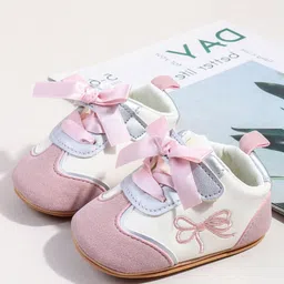 KIDLINGSS Ribbon Applique Detailed Bow Embroidered Slip On Booties - Light Pink-picture-26