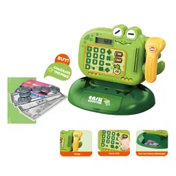 NEGOCIO Cartoon Crocodile Touch Screen LCD Calculator Pretend Play Vegetable Food Supermarket Toys Cash Register Toy- PACK OF 1- COLOR MAY VARY image 2