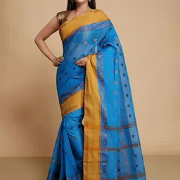 WoodenTant Woven Design Zari Pure Cotton Taant Saree-picture-14