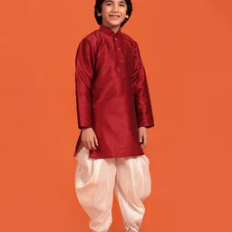 AJ Dezines Full  Sleeves Solid Kurta & Dhoti Set - Maroon image 4