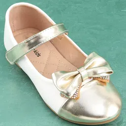 Pine Kids Velcro Closure Bellies with Bow Applique - Golden image 3