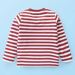 Babyhug Cotton Knit Sleeveless Front Zipper Hooded Vest With Striped T-Shirt & Joggers - Maroon image 3