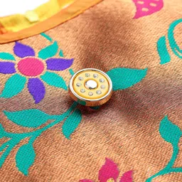 Bhartiya Paridhan Silk Woven Frill Sleeves Plated Ethnic Dress With Peacock Embroidery - Yellow image 3