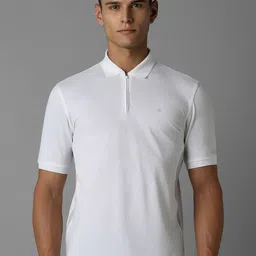 Louis Philippe Men Solid Polo Collar T-Shirt image 1