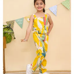 AJ Dezines Pure Cotton Sleeveless Tropical Printed Top & Coordinating Pant Set - Yellow image 5