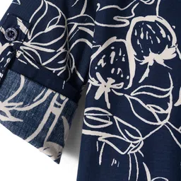 Rikidoos Full Sleeves Abstract Printed Shirt With Attached Tee - Navy Blue & White image 4