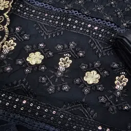 DEALBAZAARS CORPORATION WITH DB LOGO Embroidered Georgette Semi-Stitched Dress Material image 5