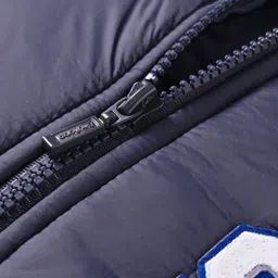 Babyhug Woven Full Raglan Sleeves Hooded Padded Jacket With Number Patch - Navy Blue & Green image 5