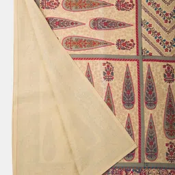 Fabindia Beige & Pink Printed Cotton Double King Bed Cover-image-92