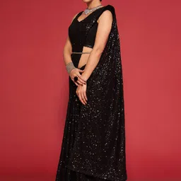 FABPIXEL Sequined Pure Georgette Saree image 2