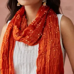 Fabindia Orange Printed Stole image 5