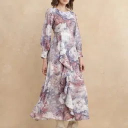 RAREISM Multi Satin Printed Long Sleeves Dress image 3