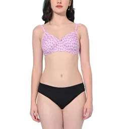 FIMS Pink & Black Printed Bra Panty Set-picture-29