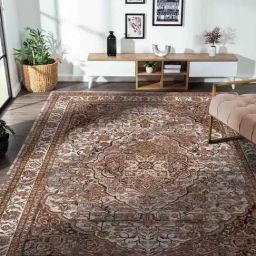 Obsessions Medium Beige Anti-Static Traditional Machine Made Medallion Neo Classical Carpet - Large-picture-46