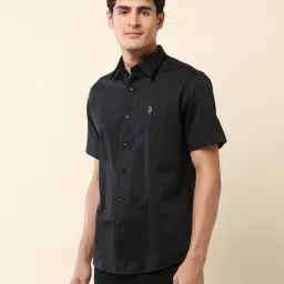 U.S. Polo Assn. Black Cotton Regular Fit Striped Shirt image 3