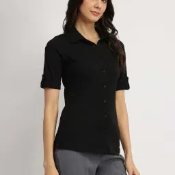 Fablestreet Black Cotton Knit Shirt image 3