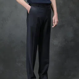 Rare Rabbit Black Regular Fit Solid Trousers image 3