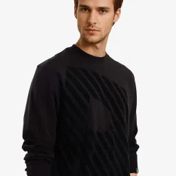 Rare Rabbit Black Regular Fit Solid Sweatshirt image 3