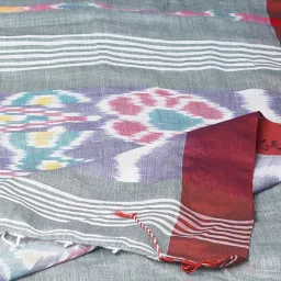 Unnati Silks Grey Linen Woven Saree With Unstitched Blouse image 3