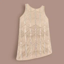 Cherry Crumble By Nitt Hyman Girls Beige Polyester Embellished Dress image 3