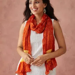 Fabindia Orange Printed Stole image 3