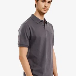 Rare Rabbit Grey Regular Fit Solid Polo T-Shirt image 3