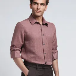 Rare Rabbit Peach Relaxed Fit Solid Shirt image 3