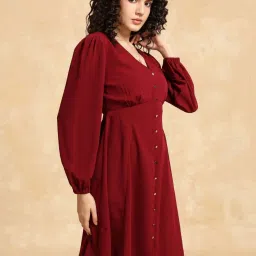 KAZO Maroon Casual Dress image 3