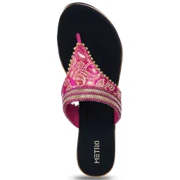Metro Women's Rani Pink Thong Wedges image 3