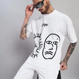 Griffel White Cotton Loose Fit Printed T-Shirt image 3