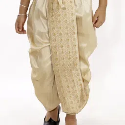 VASTRAMAY Kids Golden Embroidered Dhoti-image-2