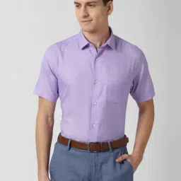 Peter England Purple Regular Fit Self Pattern Shirts-picture-20