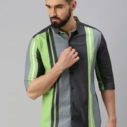 showoffff SHOWOFF Multi Cotton Regular Fit Striped Shirt-picture-24