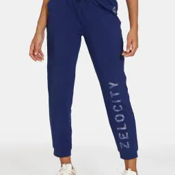 Zelocity by Zivame Blue Logo Print Joggers-image-73