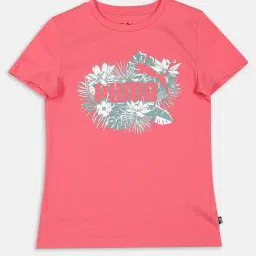 Puma Kids Essential+ FLOWER POWER Pink Cotton Logo T-Shirt-picture-14