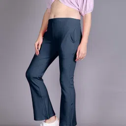 Lyra Blue Cotton Striped Bootcut Pants image 3
