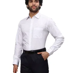 Raymond White Cotton Slim Fit Printed Shirt image 3