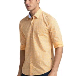 Parx Orange Cotton Slim Fit Printed Shirt image 3