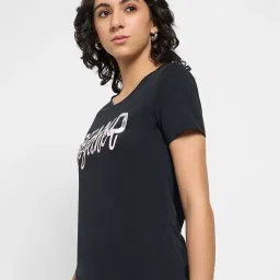 Honey By Pantaloons Jet Black Cotton Regular Fit Printed T-Shirt image 3