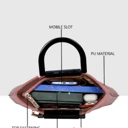 Esbeda Pink Textured Medium Handbag image 4