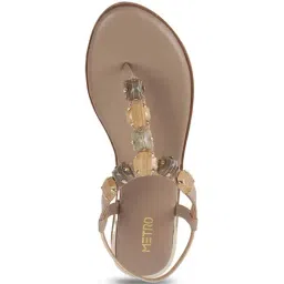 Metro Women's Beige T-Strap Sandals image 4