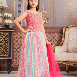 Aarika Girls Pink Embroidered Lehenga Choli Set image 3