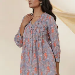folksong W Maximum Blue Cotton Printed Tunic image 3